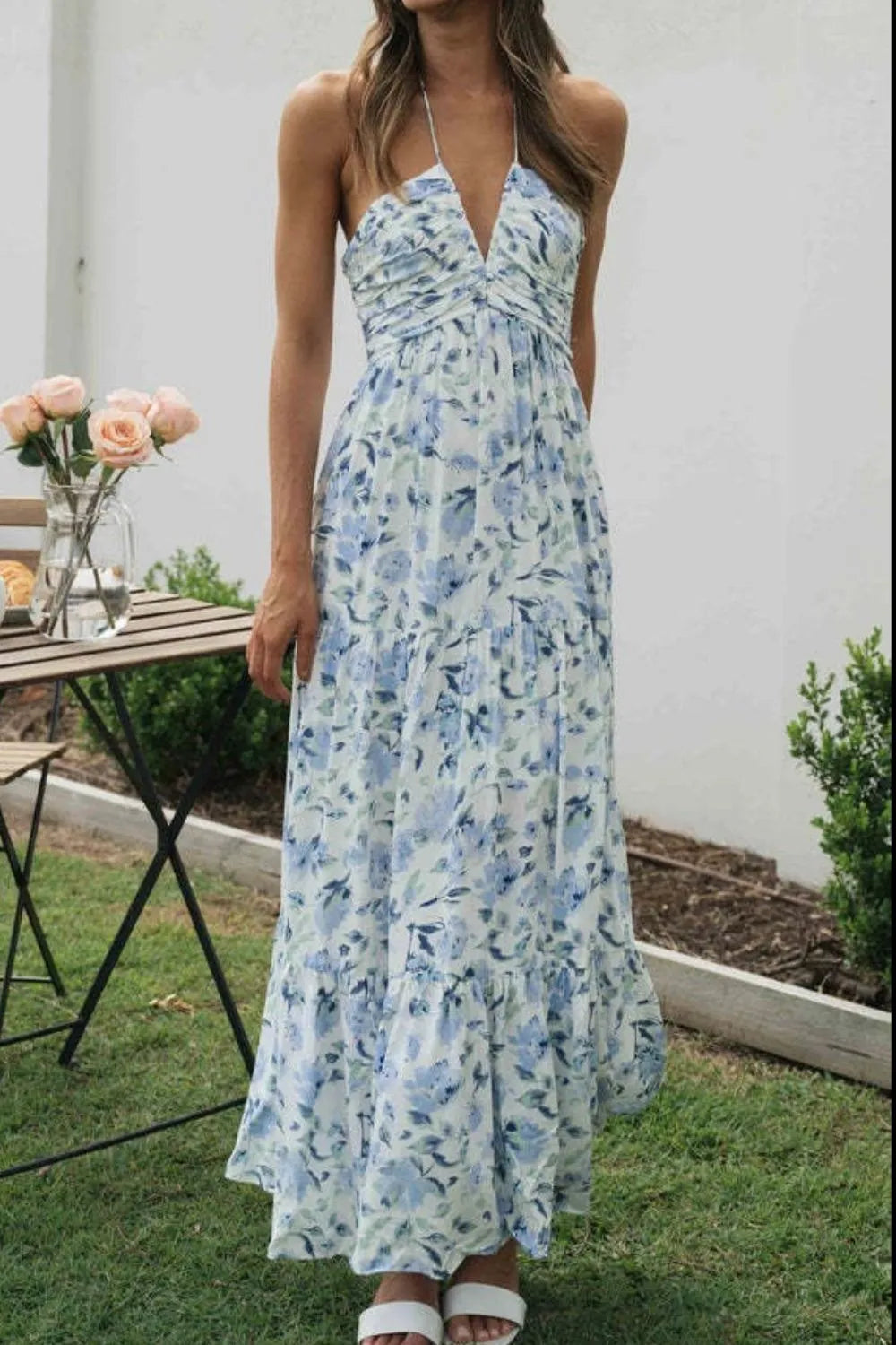 Floral Maxi Dress Halter Cut Out Neck Tiered Backless Light Blue 4b45e2db-27b8-4d36-bcbc-7667cd6d7953-Max-Origin Trendsi