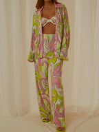 Floral Lounge Set Collared Neck Long Sleeve Top and Pants Yellow-Green 4b50c6eb-b199-4fd7-8d46-34db88b87adf-Max Trendsi