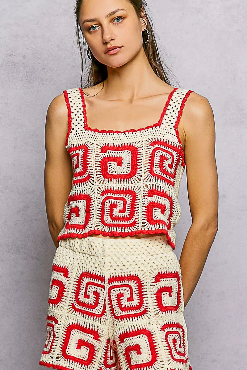 POL Handmade Crochet Cropped Tank Ivory Red with Granny Square Pattern IVORY RED One Size 4b589fea-0ada-46f8-936a-a1c0d04e7288-Max-Origin Trendsi