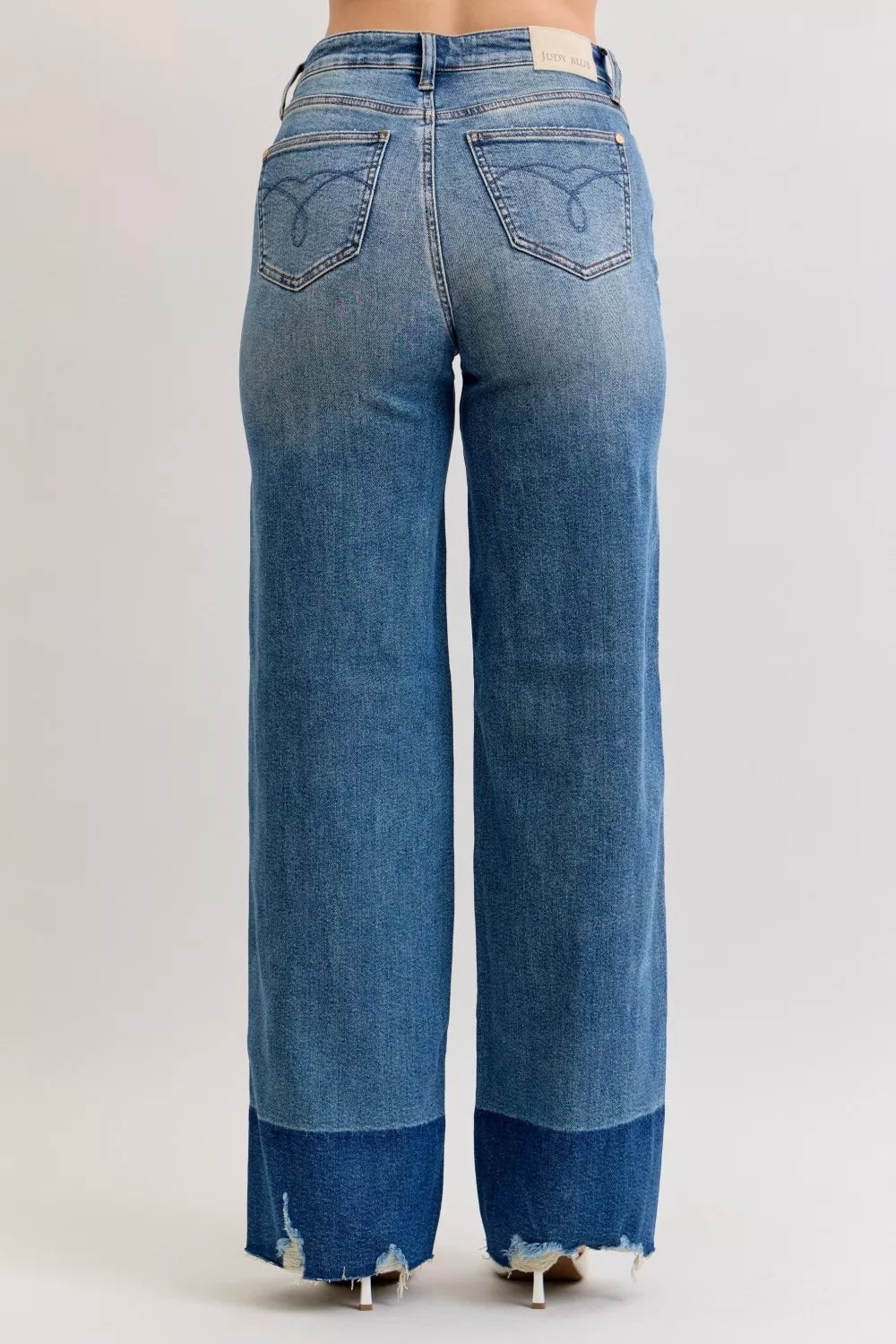 Judy Blue Column Straight Jeans Raw Hem High Waist Dark Washed Pants 4b725f29e114441fb42a3f83ad1f63cd-Max-Origin Trendsi