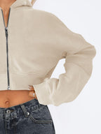 Cropped Jacket Viscose Zip Up Long Sleeve Hooded Outwear 4b8399d1-6fe2-4839-b818-a22a769f028c-Max Trendsi