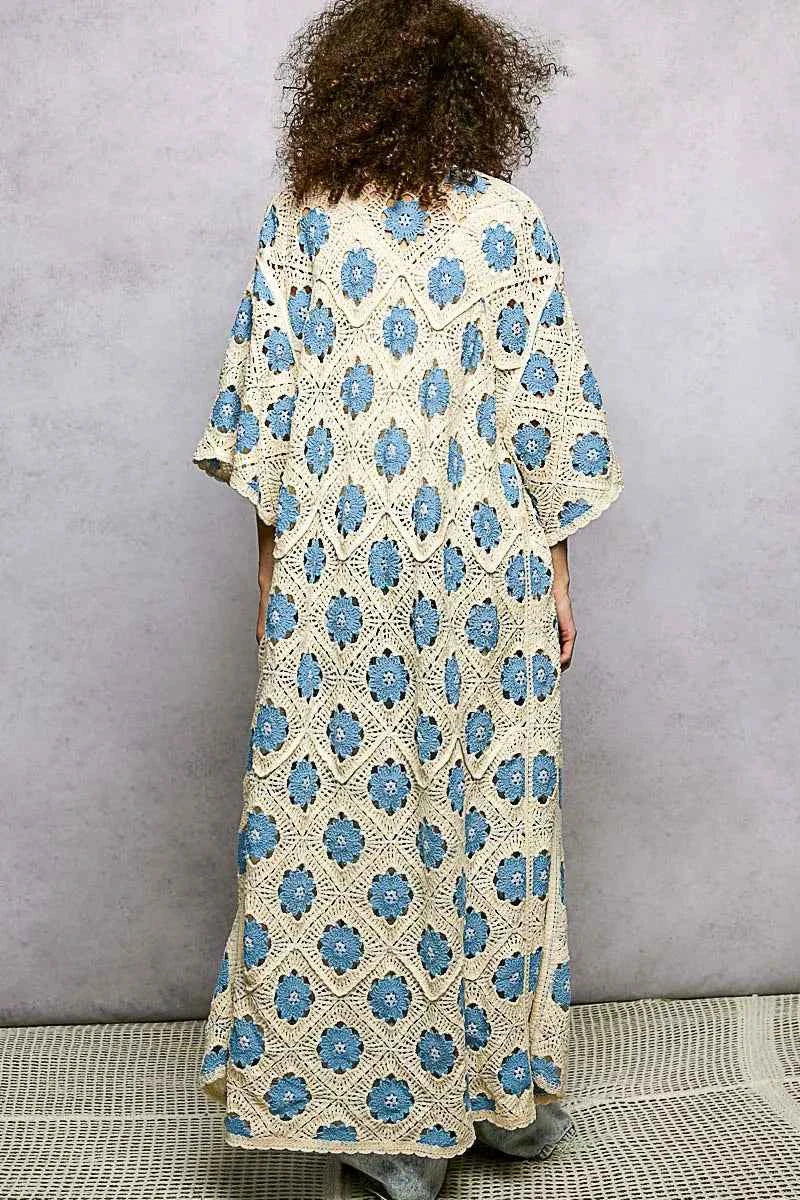 POL Crochet Longline Cardigan Sky Blue Floral Open Front 4b8492b8-d742-40cb-b376-65c8b802785c-Max-Origin Trendsi