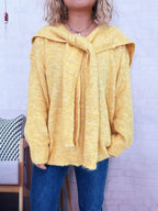 Women's Sweater with Shawl Knit Ribbed Ribbed Hem V-Neck Long Sleeve 4b9056b0e1c24c52b7f6913a1641b813-Max-Origin Trendsi