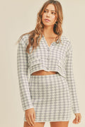 MABLE Outfit Knit Set Houndstooth Cropped Knit Cardigan and Mini Skirt Set Blue 4b9efaae-793a-4d11-b2c9-1d90734a9e47-Max Trendsi