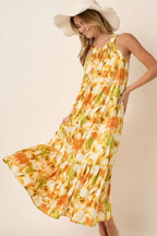 Mittoshop Maxi Satin Dress Floral Orange Watercolor Print Halter Neck 4ba11830a9d14b60b906d7e1fbd47a2e-Max-Origin Trendsi
