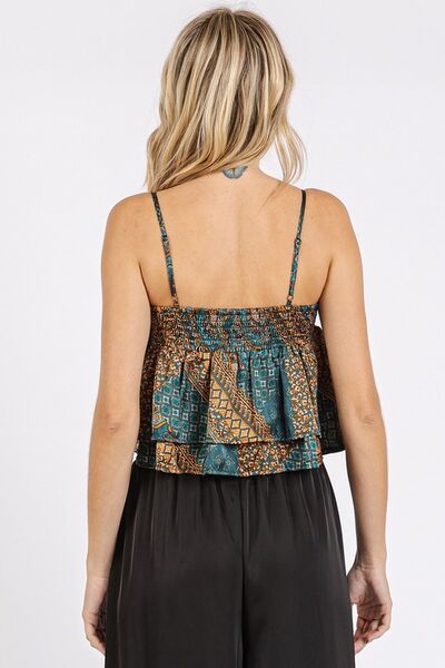 Mittoshop Crop Cami Top Satin Ruffle Paisley Print Teal Green Blouse 4ba6c770-a196-4c9c-8285-652218da59ff-Min Trendsi