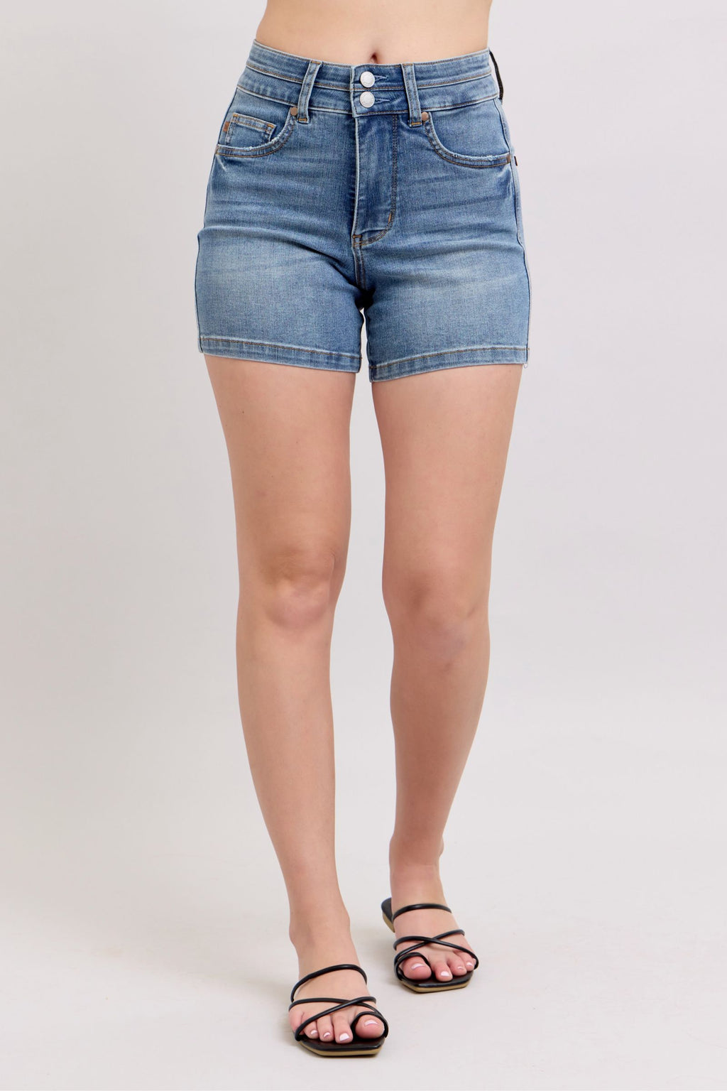 Judy Blue Denim Shorts High Rise Tummy Control Medium Wash S-3XL Medium 4bb739c7-1672-4d80-aaba-742509a67df1-Max Trendsi