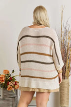 ADORA Sweater Ivory Multi Color Strip Oversized Lightweight Knit Long Sleeve 4bc30316-fa36-41d3-9621-4d884244f71b-Max-Origin Trendsi