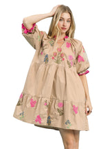 Umgee Embroidered Floral Tiered Dress