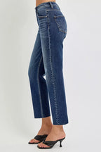 RISEN Womens Jeans Cropped High Rise Slim Barrel Raw Hem Dark Wash 4bdbda4949db4a0cb4cf554b90afd5cf-Max-Origin Trendsi