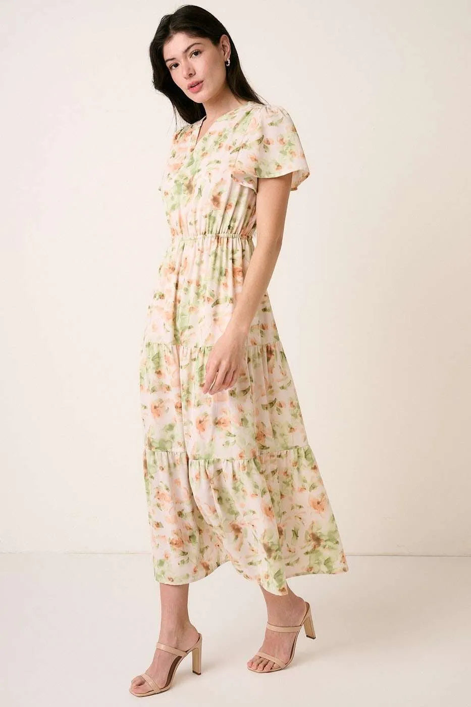 Mittoshop Maxi Dress Flower Print Flutter Sleeve V Slit Smocked 4c01ff849c3142e3b5a3dade0339102f-Max-Origin Trendsi