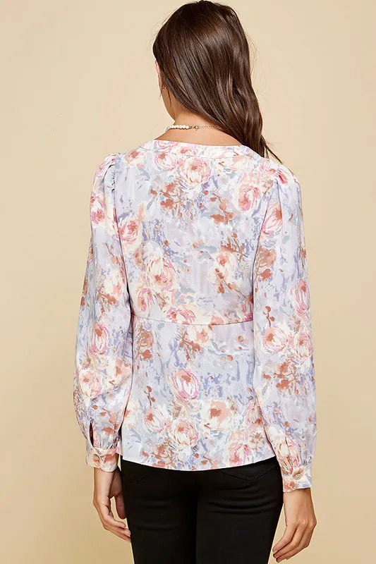 Lime 'N' Chili Floral Blouse Purple Sweetheart Neckline Ruffle Long Sleeve Top 4c148ad4-6d71-4b03-a9f5-76d345be25ca-Max-Origin Trendsi