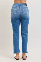 Judy Blue Straight-Leg Jeans High-Waisted Medium Wash Blue Denim Pants 4c1f9bb3-8519-41e3-9d49-188582d074ad-Max-Origin Trendsi