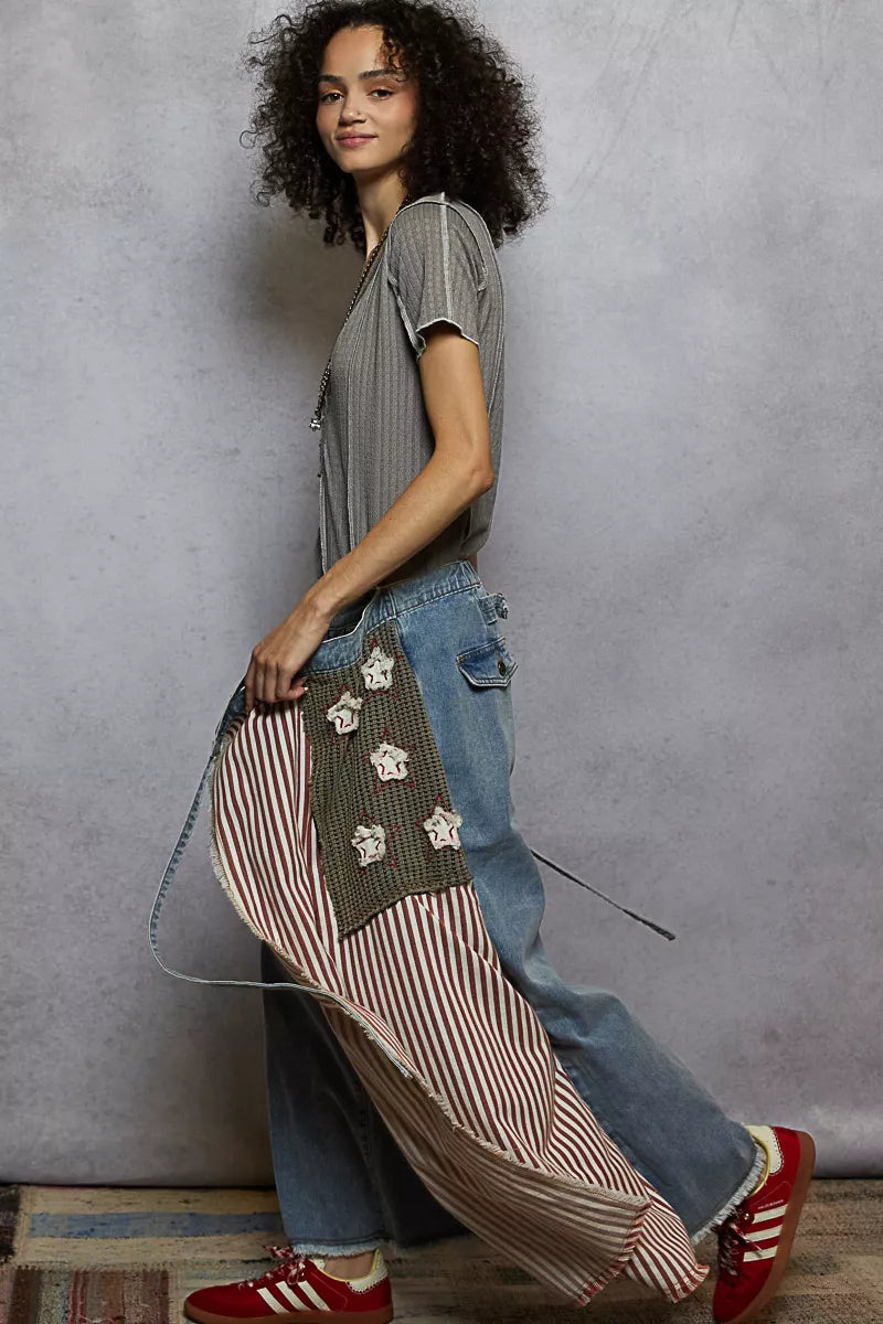 POL Women T-shirt V-Neck Short Sleeve Top with Stitch Seam Detail Gray 4c205f52-68ee-46a0-8986-fd1e11e1a1e5-Max-Origin Trendsi