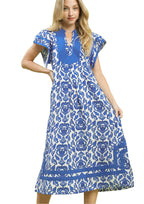 Umgee Abstract Two Tone Print Midi Dress