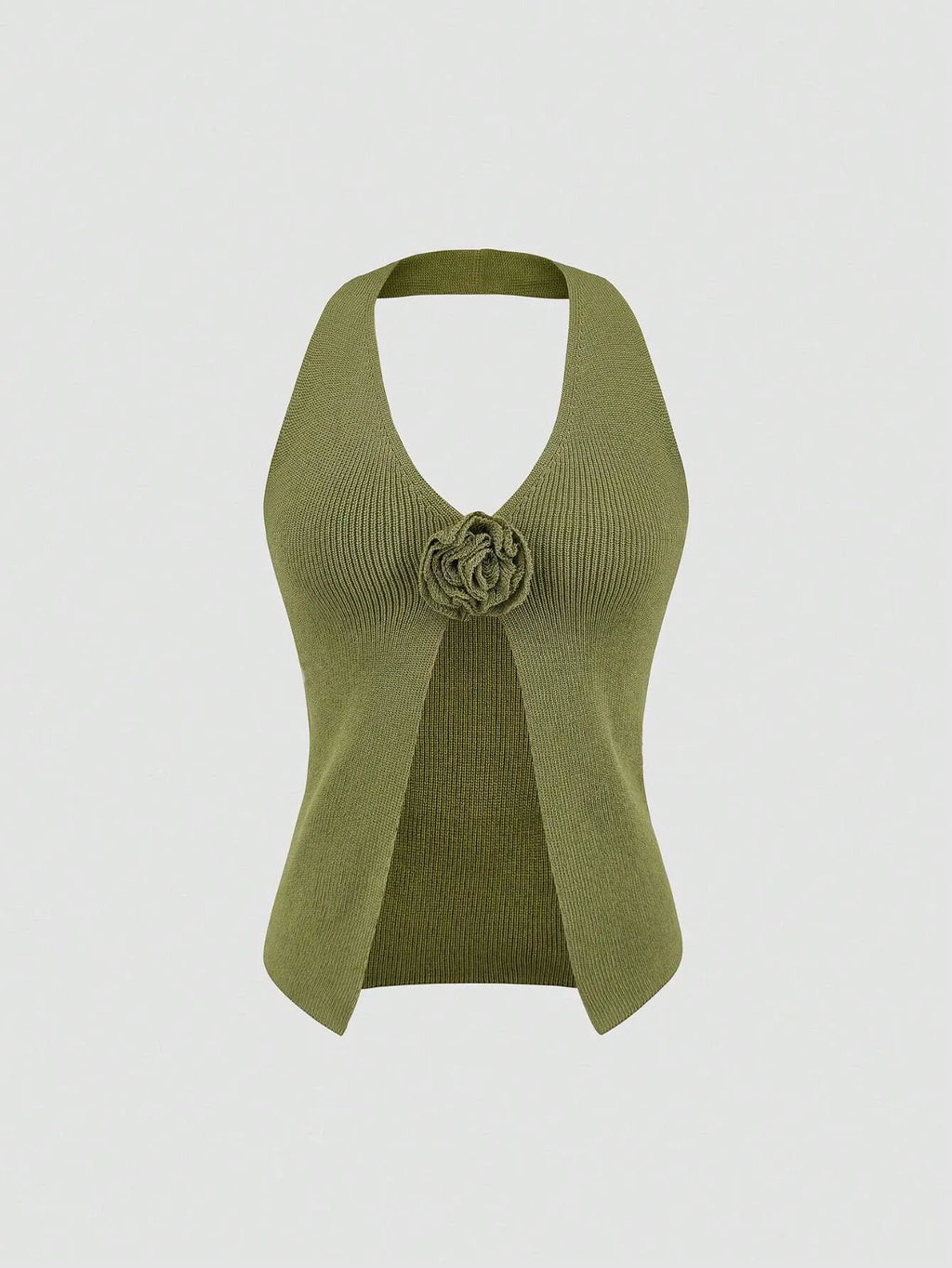 Knit Top Women's V-Neck Ribbed Knit Sweater Vest with Flower Detail 4c48fad4-3199-46ae-962a-54aa61117e00-Max-Origin Trendsi