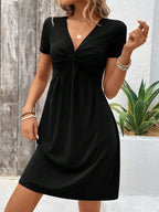 Casual Mini Dress Twist Front V-Neck Short Sleeve 4c54319c0f284b338519de8f19123af7-Max-Origin Trendsi