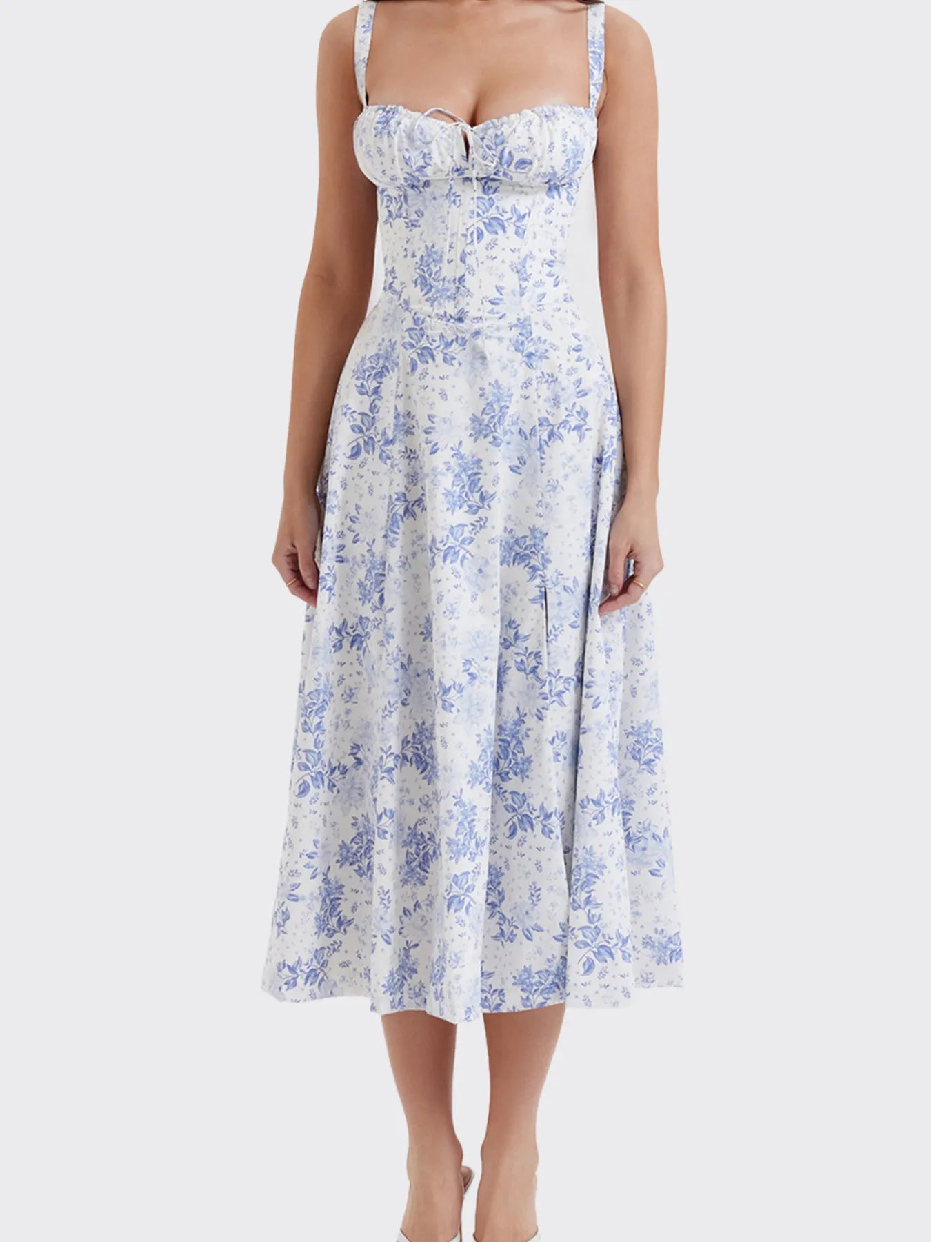 Midi Cami Dress Side Slit Sweetheart Tied Neck Floral with Straps S-3XL Sky Blue 4c806765839447dea6e001937ca93afd-Max-Origin Trendsi