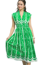 Umgee Sleeveless Smocked Midi Dress with Buttoned Detail and Stretchy Waist