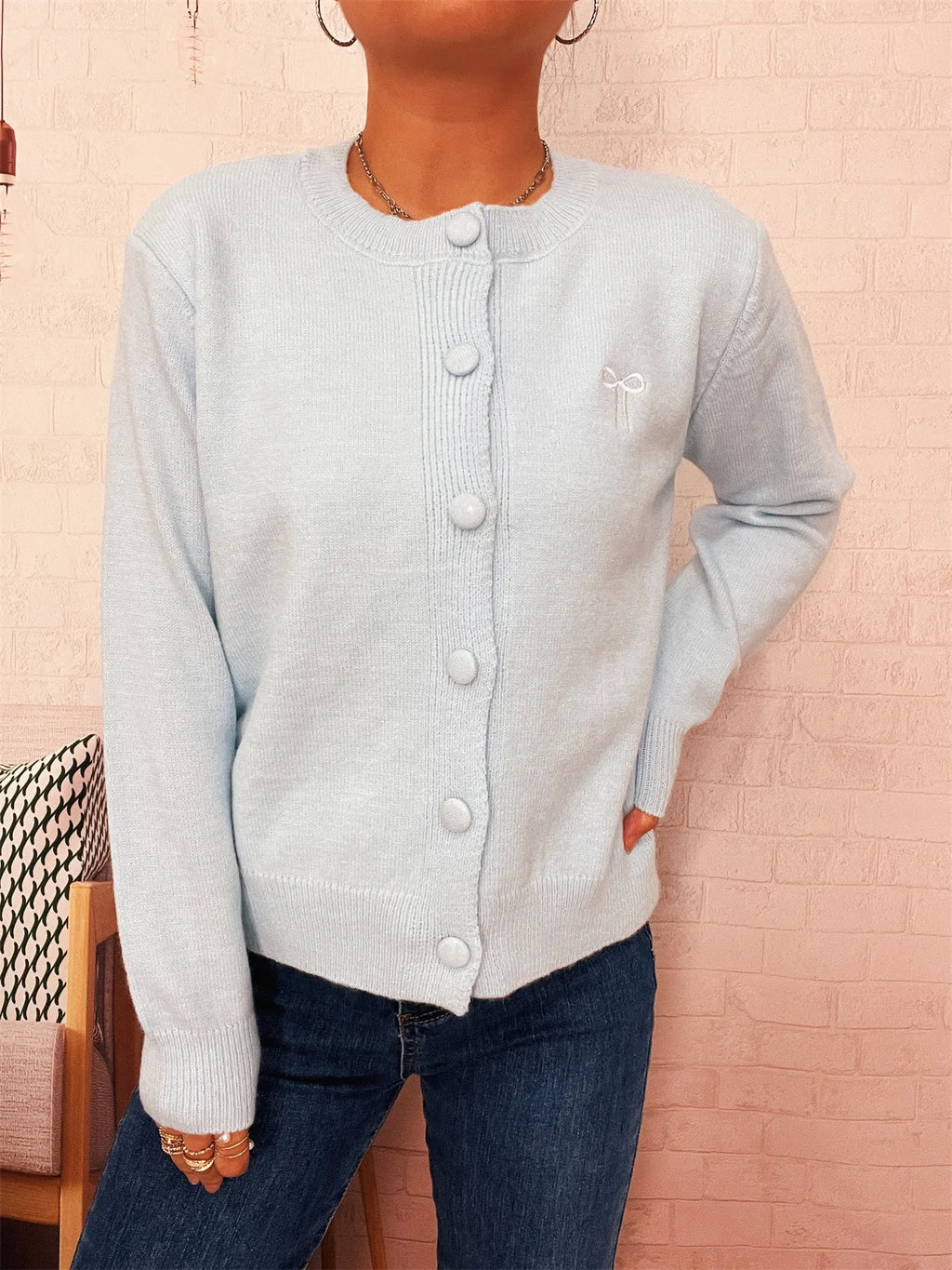 Women's Cardigan Button-Up Long Sleeve Embroidered Knit 4c9cf25163574de2904fef5d9daa00b2-Max-Origin Trendsi