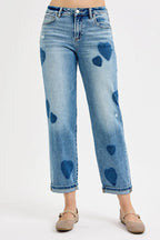 RISEN Women's Jeans Mid Rise Fit-boyfriend Heart Shade Light Washed Denim 4cb8ff9468fc4da8a32a243b56858c3b-Max-Origin Trendsi