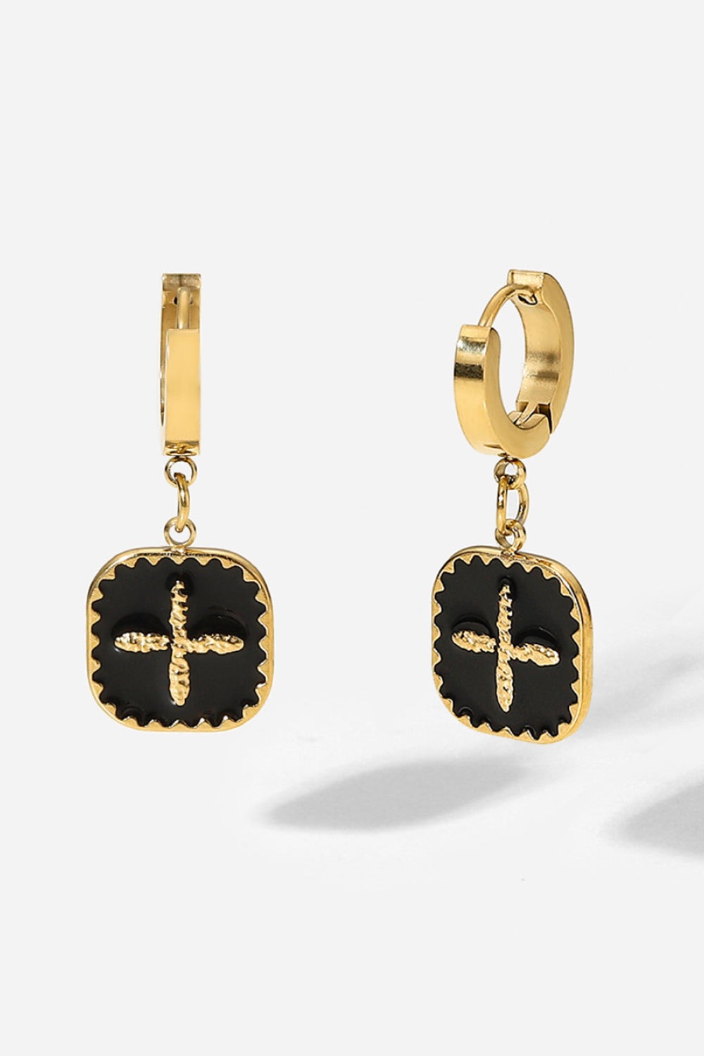 Drop Earrings Plus Sign Square Shape Gold Black Jewelry Black One Size 4cc2f9bc9d7a4156b3a5cf2cf62b9597-Max Trendsi