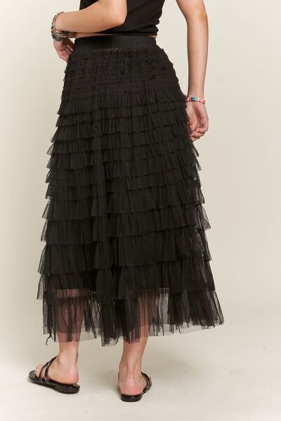 ADORA Mesh Midi Skirt Black Elastic Waist Layered 4cc622a4-73de-4f0b-8976-b062724e8808-Min Trendsi