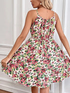 Floral Print Mini Dress Spaghetti Strap Summer Tied Neck Ruffled 4cc8e926-ae75-4baf-a69d-165f46a40cdc-Max-Origin Trendsi