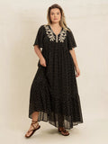 Plus Size Printed V-Neck Maxi Dress with Flutter Sleeves