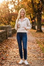 Zenana Women's Gray Scuba Half-Zip Pullover with Kangaroo Pockets