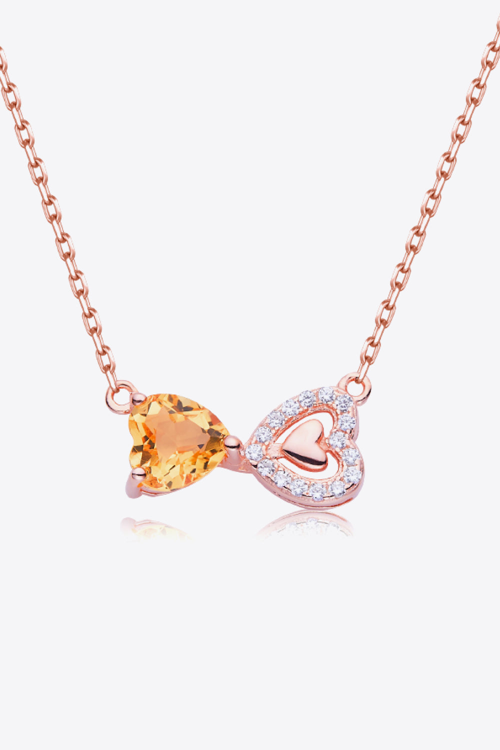 Murray Silver Necklace Citrine Heart 925 Sterling 18K rose gold-plated Chain