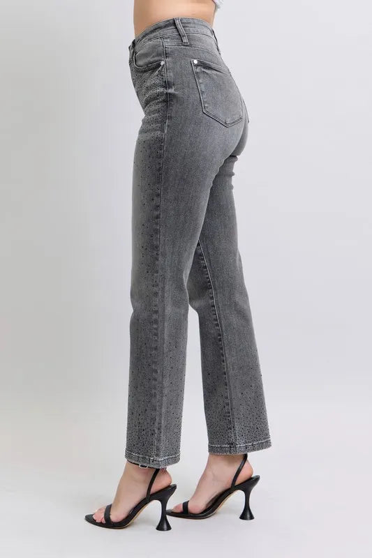 Judy Blue Gray Jeans High Waist Rhinestone Straight Pants 4cf07319ef3c4e3cb6855bec85821ce6-Max-Origin Trendsi