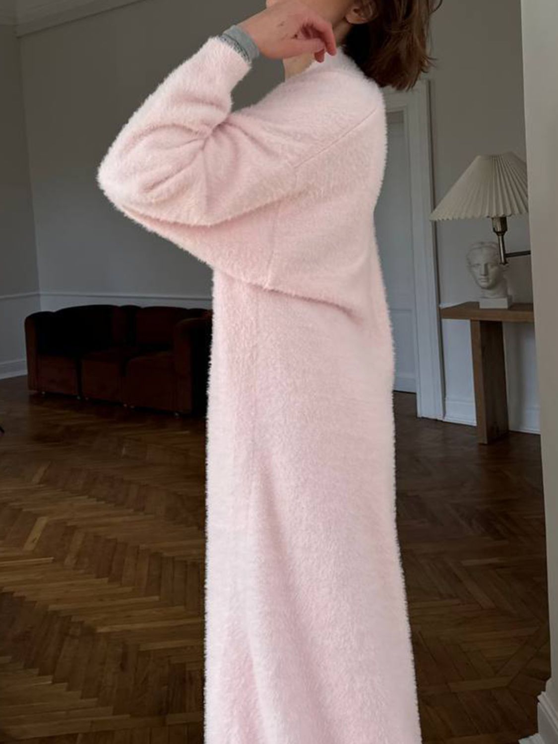 Women Cardigan Longline Open Front Fuzzy Knit Brushed Soft Acrylic Solid 4cf85135-5316-4712-8883-b5c0b9b4e315-Max Trendsi