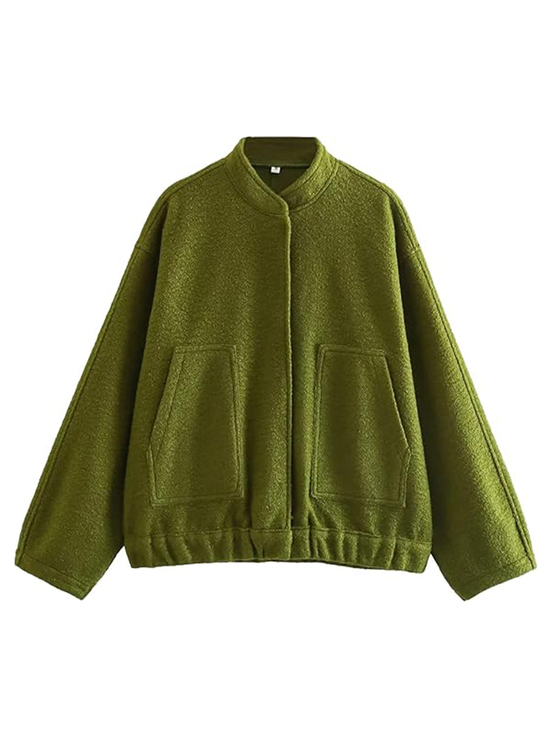 Women Jacket Snap Collared Long Sleeve Elastic Hem Oversized Pocketed 4d1c3281-3923-4f82-9080-4a3076766d26-Max Trendsi