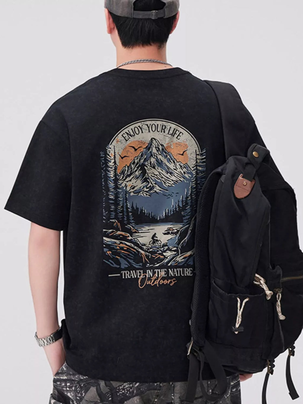 Men's T-Shirt Cotton Black Graphic Round Neck Short Sleeve Oversized Top 4d28169f-97a2-4786-8da2-d22c2a5b9889-Max-Origin Trendsi