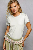 POL Contrast Stitching Round Neck Short Sleeve T-Shirt IVORY 4d2fe74a-e17d-4c5f-9c9a-748ab5336d1f-Max-Origin Trendsi