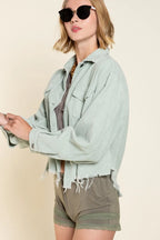 POL Corduroy Trucker Jacket Button Up Raw Hem Sage Ribbed Pocketed 4d45445a-b7f1-4497-9211-0b0b90fb6bef-Max-Origin Trendsi