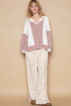 POL Waffle Knit Women Top Floral White Cotton Blend Long Sleeve Oversized 4d500d86-3799-480c-8c72-c2890152d5c7-Max Trendsi