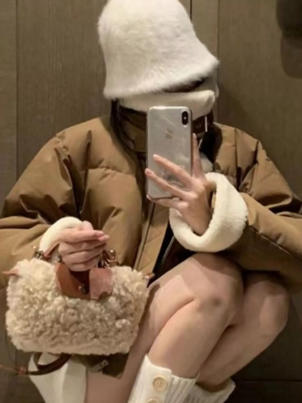 Womens Crosbody Bag Mini Kaki Fluffy Fur with Leather Accents 4d638a5f-ffc5-4832-8e14-bd8d92cb2d4e-Max-Origin Trendsi