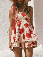 Women's Outfit Set Deep Red Floral Tube Ruffled Top and Shorts 2 Pcs Deep Red 4d71c834-6817-4712-9661-d58d1c3f71b8-Max-Origin Trendsi