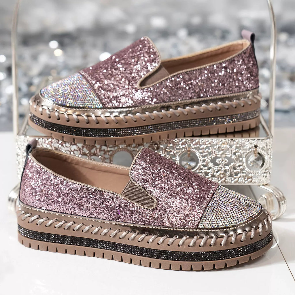 Rhinestone Sequin Round Toe Platform Loafers 4d77b9aa-4efd-444d-8343-7974466fdc68-Max-Origin Trendsi