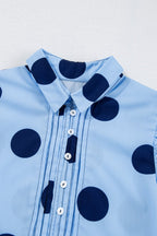 Polka Dot Blouse Ruffled Short Sleeve Shirt Light Blue Shirt Top 4d88e82c-bd2b-4c61-a945-3a6340b29c1b-Max Trendsi