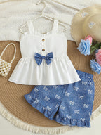 Children's Sweetheart Neck Camisole and Shorts Pajama Set