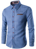 Men's Plus Size Casual Slim Fit Long Sleeve Denim Shirt