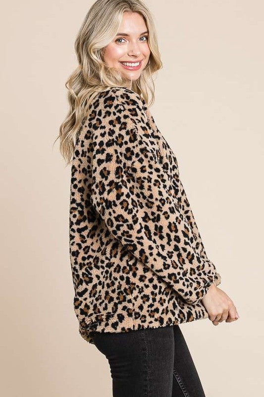 Culture Code Women Top Leopard Faux Fur Round Neck US Stock Blouse 4da2f153-61f3-4a77-a543-d4a3502b7c2a-Max Trendsi