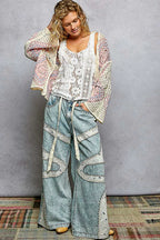 POL Crochet Cardigan Ivory Pink Open Front with Granny Square Pattern 4db3bb8f-804c-4552-acc2-0fc4c45301d0-Max-Origin Trendsi