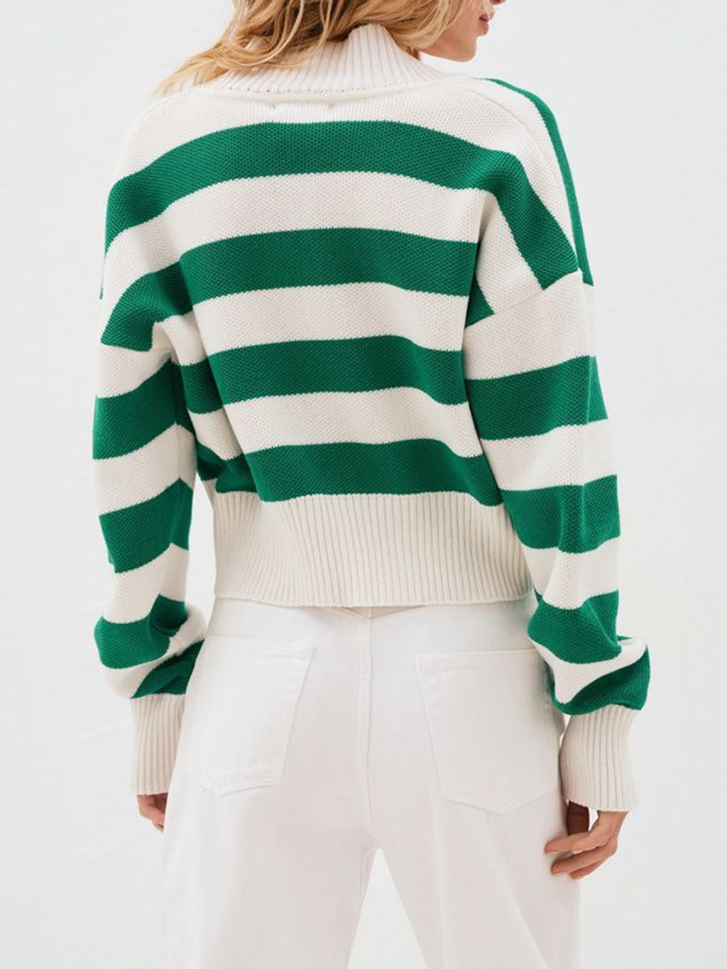 Women Cardigan Striped V Neck Button Down Long Sleeve Soft Acrylic Sweater 4dbed6fb-6ada-4cb9-80dd-2c4f287ba479-Max Trendsi