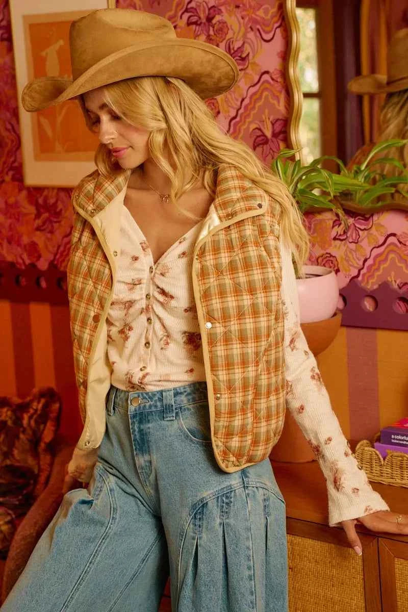 BiBi Textured Floral Printed Button Up Shirt With Shrried