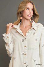 Umgee Shirt Linen Blend Fitted with Ribbon Embroidery Details Long Sleeve Top 4dd3dae3-d1f3-4e18-b488-d44f7e3b190e-Max-Origin Trendsi
