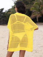 Cover-Up Dress Hollow Out Collared Neck Short Sleeve Sheer Openwork 4dd5cd57-5b01-4d46-9a6c-d123e5acf228-Max Trendsi